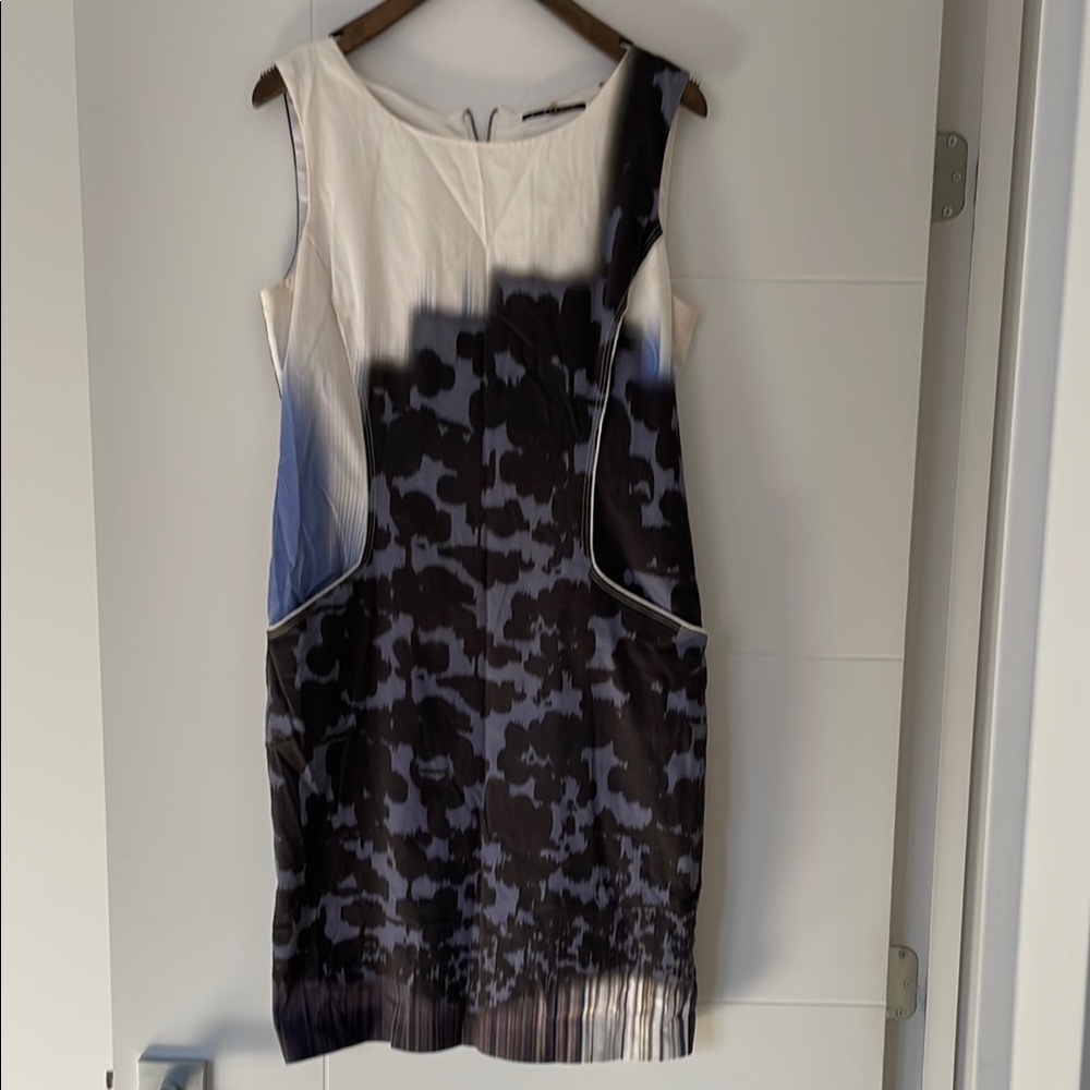 Elie Tahari Black and White Sheath Midi Dress